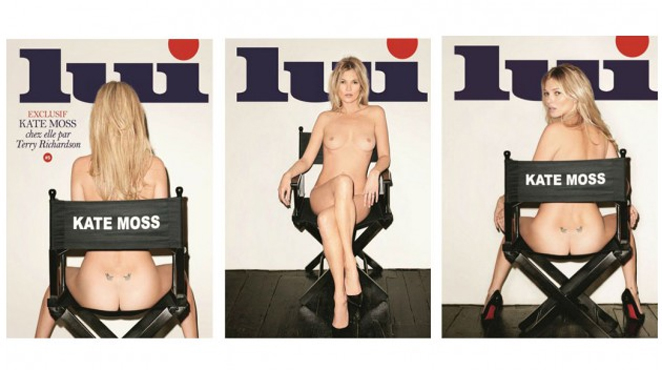 Kate Moss, nue en couverture de Lui