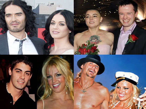 Les 10 mariages les plus courts des musiciens