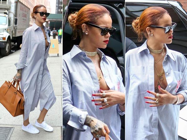 Rihanna en chemise sexy à New York