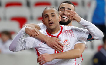 Les stars de la sélection : Wahbi Khazri, le buteur et animateur maison et Balbouli, un des meilleurs gardiens africains