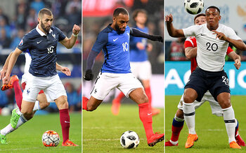 Karim Benzema, Alexandre Lacazette et Anthony Martial