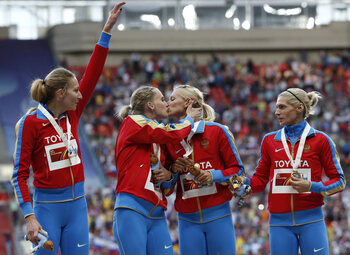 Russische kus op WK atletiek