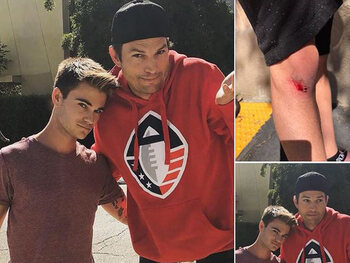 Renversé par Ashton Kutcher, il lui demande un selfie !